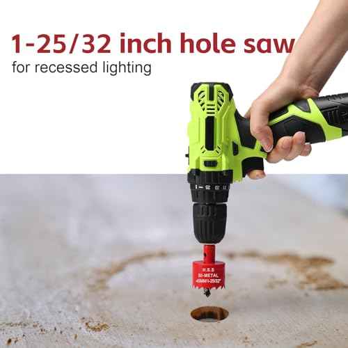 1-3/4 Inch Hole Saw for Wood, 45mm HSS BI-Metal Hole Saw for Recessed Lighting, 30mm Cutting Depth Hole Cutter with Hex Shank Drill Bit Adapter for Cornhole Boards Plastic Drywall Fiberboard, Red