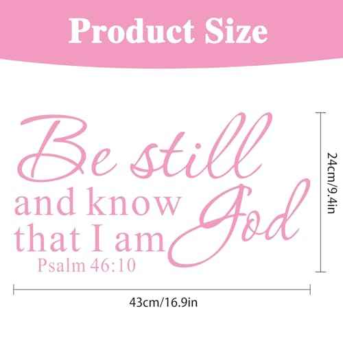 Be Still and Know That I am God Psalm 46:10 Wall Decal Pink Bible Scripture Vinyl Stickers Removable Religious Art DIY Inspirational Quotes Sticker Mural for Bedroom Living Room Home Decoration