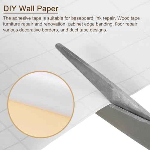uxcell Wood Grain Tape, 2" x33 Ft Self Adhesive Wood Grain Repair Patch for Baseboards, Doors, Floor Repair, Furniture Home Decor Pearl White