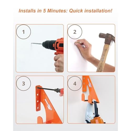 Chainsaw Holder -2 Pack- 180LB Heavy-Duty Alloy Steel Wall Mount Set, Chainsaw Accessories, Universal Fit for Stihl, Husqvarna, Echo Saws, Rust-Proof & Space-Saving Design (Garage, Workshop)