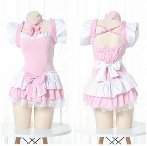 GK-O Lady Japanese Lolita Ruffle Dress Short Sweet Cosplay Maid Costume Nighties Sexy