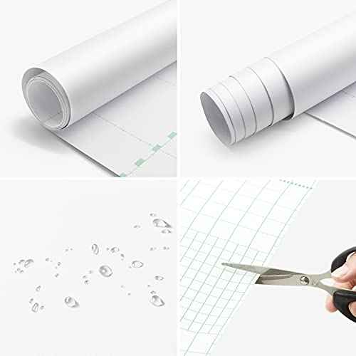 seonta 16"x78.7" Matte White Wallpaper Peel and Stick Contact Paper Self Adhesive Removable Warpping Decorative Vinyl Film Waterproof Wall Paper for Walls Countertop Cabinets Furniture