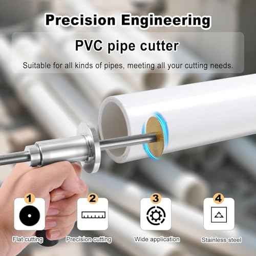 Inside Pipe Cutter for PVC Pipe Cutter, Internal/Inside PVC-ABS Pipe Cutter Tool for Drill, Fit for 1-1/2 Inch to 8 Inch, 7 Inch Adjustable Cutting Depth, 1/4in Hex Shank Fit for Impact Drivers