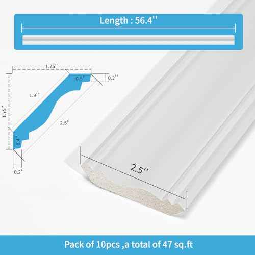 Art3d Ceiling Crown Molding Trim 10-Pack 47Ft, High Impact Polystyrene Decorative Ceiling Moulding - Installed with Glue, White
