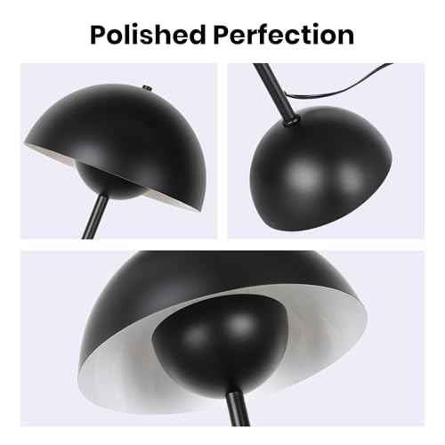 Black Floor Lamp for Living Room, 66'' Industrial Standing Lamp with Unique Metal Shade&Base Reflecting Light Tall Retro Lamp for Bedroom, Black