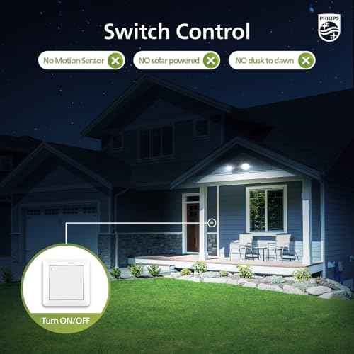 Philips 2 Packs 44W 3500LM ?LED Security Flood Light? ?Outdoor?£¬Switch Controlled Aluminum ?Security Light?, 2 Adjustable Heads£¬5000K Daylight£¬Wet Location for Patio, Garden, Yard Lights