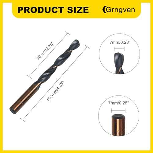8mm Straight Shank Drill Bits 2pcs 4341 High-Speed Stee Black and Gold Finish for Copper Stainless Steel Alloy Metal Wood Plastic