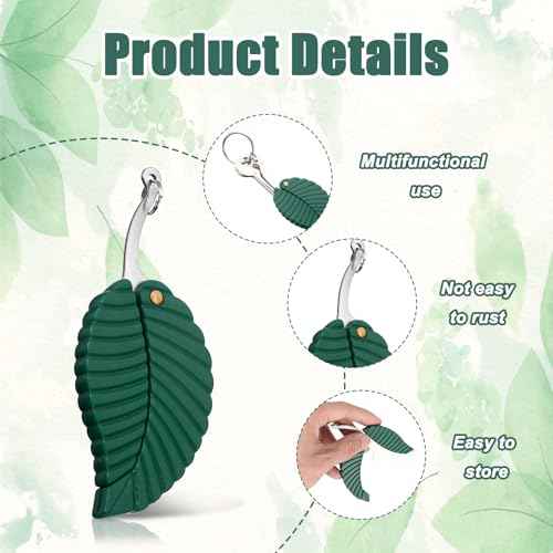Multifunctional Pocket Knife Keychain, 2Pcs Green Leaf Key Chain for Women Men Compact Folding Utility Knife with Keychain Creative Gift for Outdoor Camping Daily Use