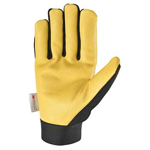 Wells Lamont Grain Cowhide Leather Hybrid Thinsulate Winter Gloves, X-Large (3233XL), Black