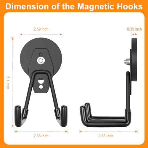 ENUODA Strong Magnetic Hooks 6 Pack Large Rare Earth Magnet Hooks Heavy Duty Utility Magnetic Tool Holder for Garage Organization, Van, Barn, to Hang Bag, Coat, Power Tool, Toolbox, Shovel, Broom