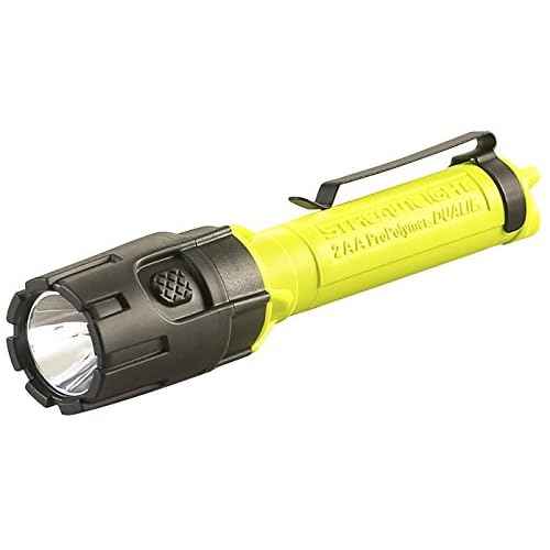 Streamlight 67750 Dualie 2AA 175-Lumen Dual Beam Flashlight w/Pocket Clip and Magnetic Base, Clear Retail Packaging, Yellow