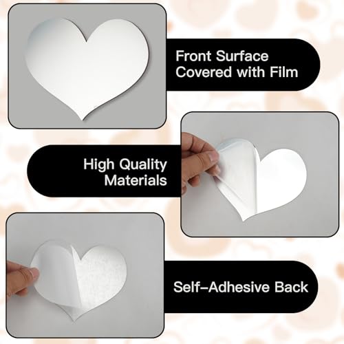 25 PCS Mirror Wall Decor, Acrylic Removable Heart Shape Mirror Stickers, DIY Self-Adhesive Wall Decor for Home Living Room Bedroom Bathroom Kitchen Sofa TV Background Decoration(Silver)
