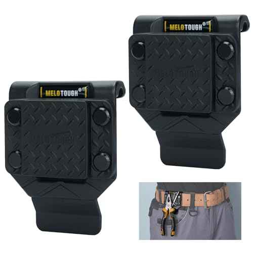 MELOTOUGH Magnetic Tool Holder Strong Magnetic Belt Clip for Screws,Nails,Wrench,Hammer,Pliers,Screwdriver,Trowel,Sockets - Fits Up to 2.7" Belt (Black)