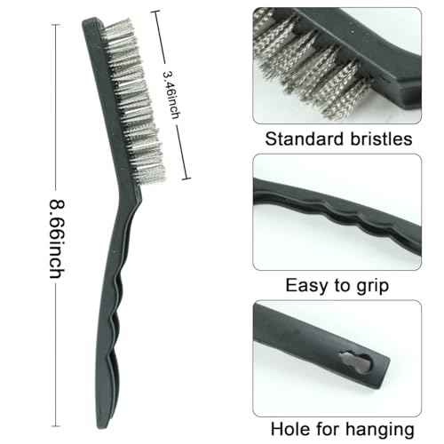 Wire Brush Set 6Pcs, Wire Brushes with Brass/Stainless Steel/Nylon Bristles - Deep Cleaning for Paint Scrubbing, Rust & Dirt Removal and Kitchen Cleaner