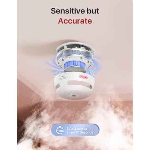 X-Sense Mini Smoke Alarm, 10-Year Battery Fire Alarm Smoke Detector with LED Indicator & Silence Button, XS01, 3-Pack