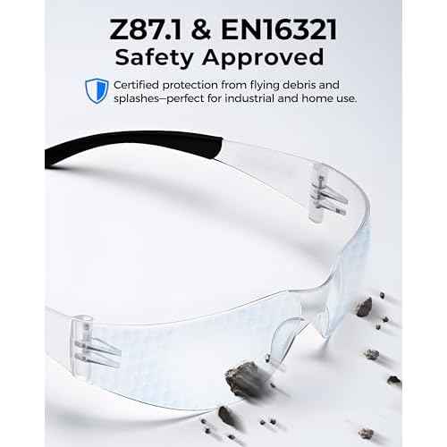 toolant Bulk Clear Safety Glasses with ANSI Z87.1 / UV 400 Standard, Eye Protection for Shooting, Construction and Laboratory