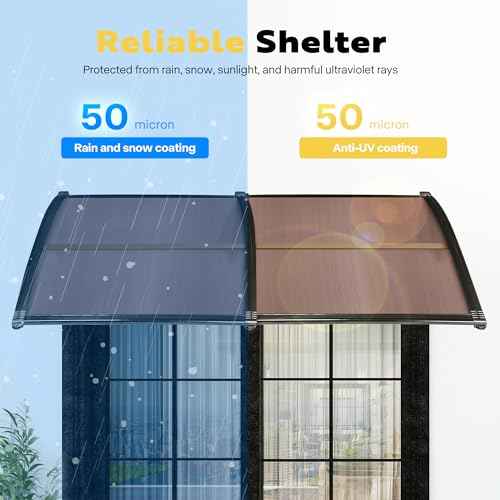 VIVOHOME Polycarbonate Window Door Awning Spliced Canopy Brown with Black Bracket 40 Inch x 40 Inch