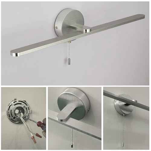 Vanity Light with On Off Switch,24 inch LED Light Vanity Bar for Bathroom Vanity Light Bar Brushed Aluminum,Modern Wall lamp Over Mirror with Pull Chain Switch