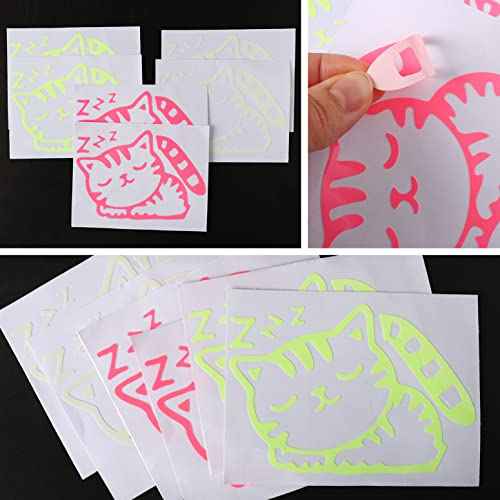 6 Sheets Removable Switch Stickers Luminous Light Switch Decals Glow in The Dark Adorbale Cat Pet Animal Wall Stickers Cartoon Cat Dog PVC Wall Stickers for DIY Home Decor Switch Decoration