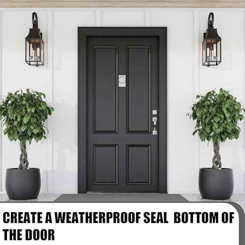 Replacement Door Bottom with Vinyl Fins 36" Long 1 3/4" Wide Threshold Seal Bottom of Door Weatherstrip Kerf Weather Stripping for 7/8" Between Barbs(4 Pcs,Black)