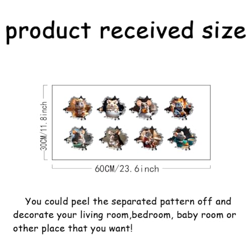 SUPERDANT 3D Mouse Hole Realistic Wall Sticker Mouse Coffee Decal Kids Room Wall Decor Sticker Funny Animal Peel and Stick Stickers Decal for Children Room Kitchen Home Bedroom Classroom