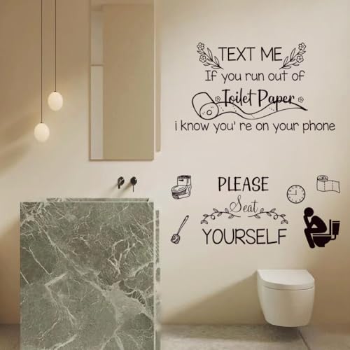 Toilet Woll Decals Sticker Quote Text Me If You Run Out of Toilet Paper Wall Decor Vinyl Wall Decal Home Stickers Vinyl Bathroom Art Decor.