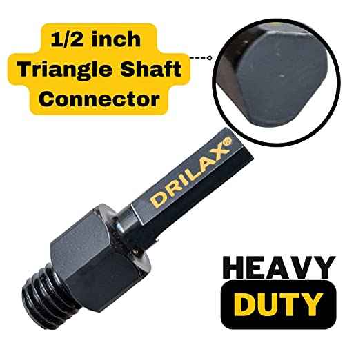 Drilax 5/8"-11 to 1/2" Drill Adapter | Heavy-Duty Triangle Shank for Threaded Diamond Hole Saws & Grinding Cups | Converts Angle Grinder Accessories to Standard Drills
