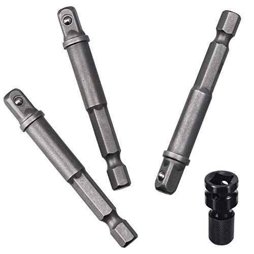 OIIKI 6 Pack 1/4 inch Square Socket Adapter Bit Set, Impact Driver Power Bits for Automotive DIY-1/4 Hex Shank
