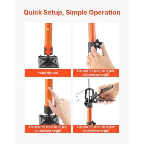VEVOR Cabinet Jack Support Pole, 2-Pack, 45.7-114.2 Inch Steel Telescopic Quick Support Rod, Adjustable 3rd Hand System up to 154 lbs Capacity for Installing Cabinets, Lifting Drywall, Cargo Bars