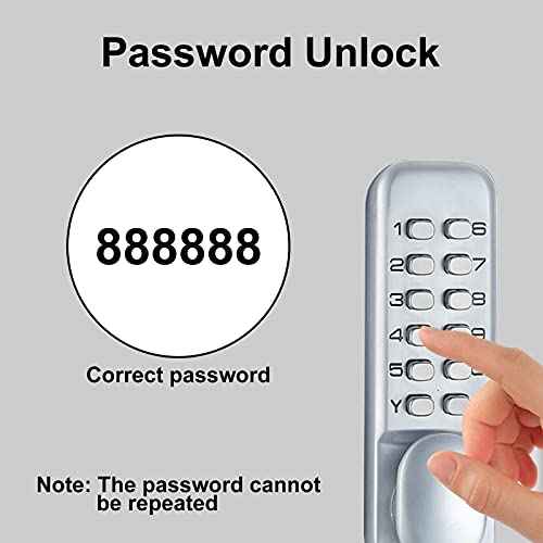 Qivine Mechanical Keyless Door Lock, Push Button Door Lock Keypad 1-11 Digitals Outdoor Gate Locks with Keypad Anti Theft Codes Lock for Bidirectional Gate (Sliver)