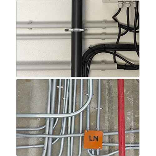 QWORK 4" Rigid Pipe Strap Clamp, 10 Pack Strap-U Bracket Tube Clip, Heavy Duty Stainless Steel Two Hole Strap, Widened Tube Strap Tension Clip Assortment Kit