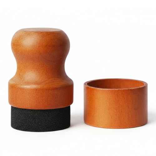 Cutting Board Oil & Wax Applicator Ergonomic Solid Wood Handle with Leak-Proof Drip-Catch Storage Base for Easy Wood Maintenance of Butcher Block, Bamboo & Kitchen Utensils