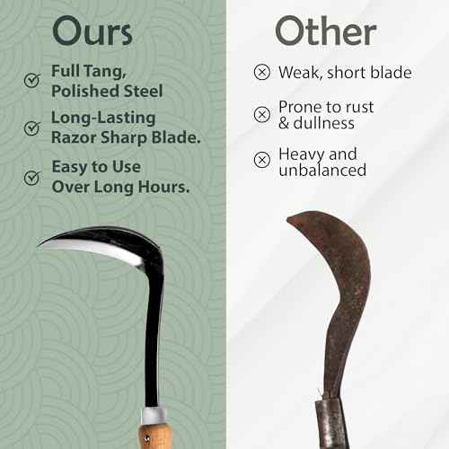 Muldale Japanese Weeding Sickle ? Curved Razor Hand Hoe Garden Tool with Ergonomic Wooden Handle for Easy Manual Weeding & Gardening