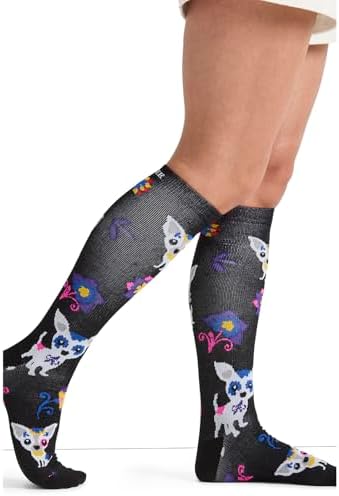 Cherokee Women's 10-15mmHg Compression Socks – Fun Print Knee Highs with Light Support, Soft Feel - PRINTSUPPORT