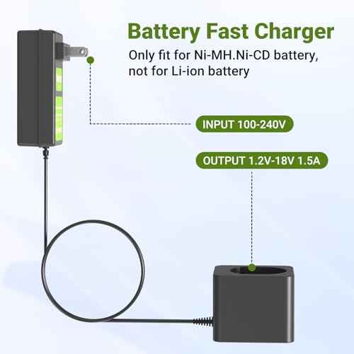 7.2v-18v Battery Charger for Black and Decker PS120 PS130 PS140 PS145 Battery, Compatibl with Black and Decker 7.2V 9.6V 12V 14.4V 18V Ni-MH&Ni-CD Battery