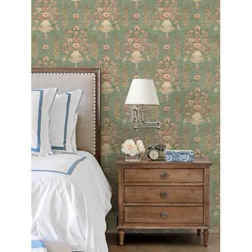 Orainege Floral Wallpaper Peel and Stick Wallpaper Modern Contact Paper 16.9in x 118.1in Self Adhesive Wall Paper for Bedroom Bathroom Shelf Liner Decor Removable