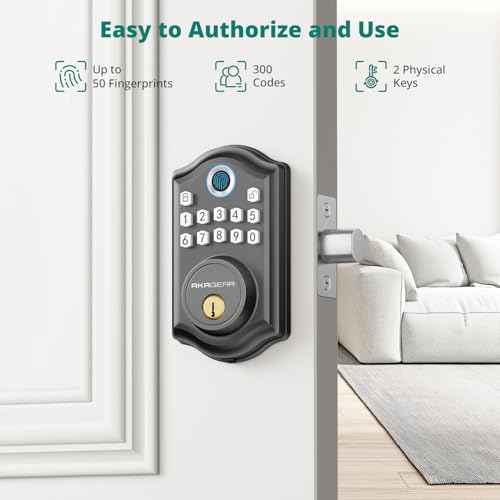 DS10 Pro Keyless Entry Door Lock with APP Control - Fingerprint Electronic Keypad Door Lock, Smart Locks for Front Door, Auto-Lock & One Touch Locking with Bluetooth - Matte Black