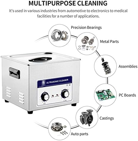 NICHOY Ultrasonic Cleaner with Heater and Timer,Digital Sonic Cavitation Machine,Stainless Steel Jewelry Cleaner for Professional Tool Watch Glasses Cleaning(Color:A,Size:6.5L)