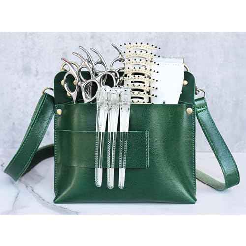Scissor Holder, Hair Tool Bag Built in 7 Scissor Positions Shear Holder Hairstylist Essentials with Waist Shoulder Belt for Hairstylist Groomer Makeup Artists Comb Clip (Black)