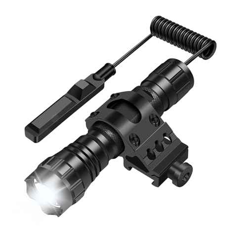 WINDFIRE Tactical Flashlight 2200 Lumens LED Weapon Light Matte Black Rifle Lights with Quick Release Picatinny Rails Offset Mount, Remote Pressure Switch