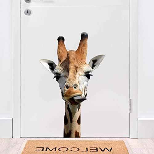 AHNNER Funny Giraffe Wall Decal Peel and Stick Giraffe Wall Clings Funny Sticker Gift for Friends Kids Room Wall Funny Window Decor Fridge Closet Stickers