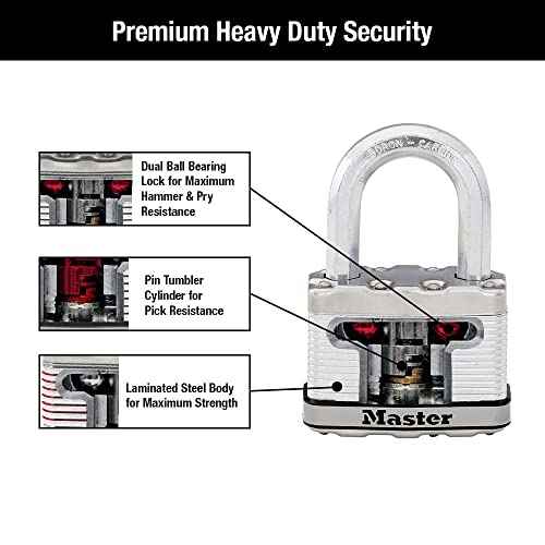 Master Lock M15XTLF Magnum Heavy Duty Outdoor Padlock with Key, 2 Pack Keyed-Alike
