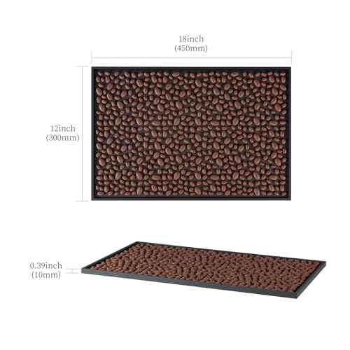 Bar Mats 18"x12" Small Black, Countertop Coffee Mat for Home Bar, Service Spill Mat for Cocktail Bartender Kitchen, PVC Counter Top Cup Glasses Dish Drying Mat, Hairdressing tool protective pad