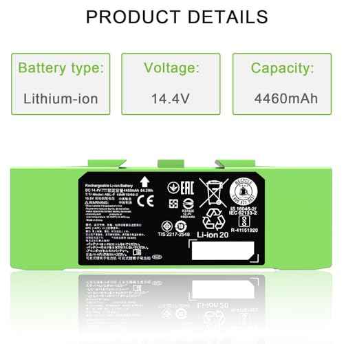 Dentsing 14.4V ABL-F Battery for iRobot Roomba i3 i3+ 3150 i4 i4+ 4150 i7 i7+ j7 j7+ 7158 7150 7550 7558 i8 and e5 5150 e5150 e6 e6198 Replacement Battery for Roomba i & e & j Series 64.2Wh 4460mAh