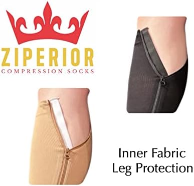 Open Toe Inside Leg Calf Zipper 30-40 mmHg Grade 3 Compression Socks