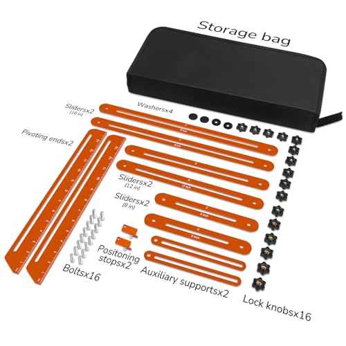 Stair Tread Template Tool, Stairs Treads Jig Stair Tread Gauge Aluminum Alloy Ruler with Angled Brace and Edge Flip Stops Adjusting Length from 12" to 60", Stair Tools Measuring Gauge