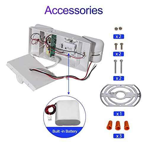 GZRUIYANG LED Emergency Lights with Battery Backup, Commercial Emergency Light Fixtures for Business Home Power Failure Emergency Exit Sign Lighting with 1.0 Meter Plug, Adjustable Square Head