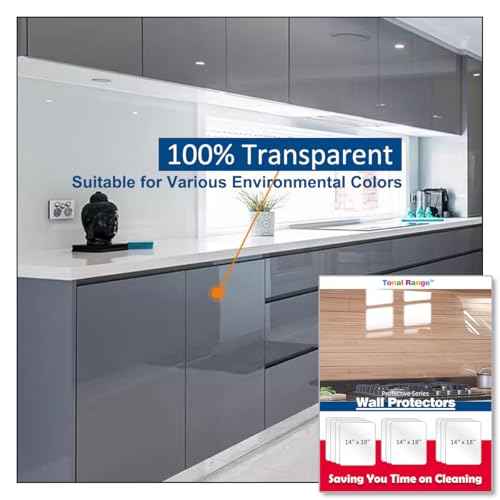 Clear Wall Protector Contact Paper, Kitchen Wall Stickers, Wall Protector Sheet for Trash Cans, Chair Bumpers, Carpet, Stove Backsplashes and Behind Stove -(5 Sheets)