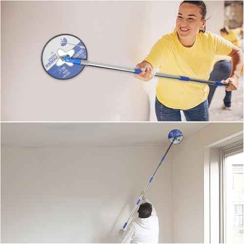 Drywall Pole Sander, 85 Inch Radial Round Pole Sander with Extension Pole, Manual Hand Drywall Sander for Walls and Ceilings, Includes 5pcs Sanding Sheets (80, 100, 120, 180, 240 Grit)