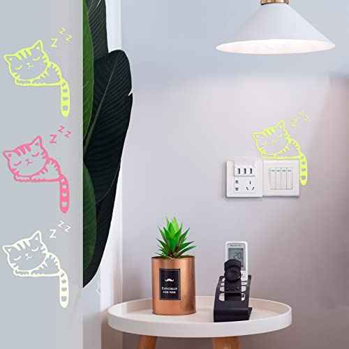 6 Sheets Removable Switch Stickers Luminous Light Switch Decals Glow in The Dark Adorbale Cat Pet Animal Wall Stickers Cartoon Cat Dog PVC Wall Stickers for DIY Home Decor Switch Decoration